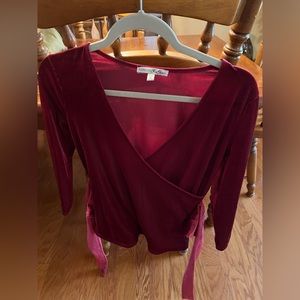 Express One Eleven Maroon Ribbed Top